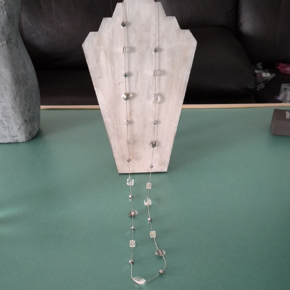 Kohl's Silver and Clear Beaded Necklace